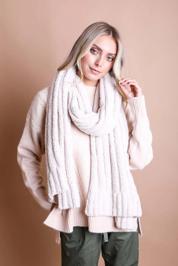 Ultra Soft Boucle Vertical Knit Scarf