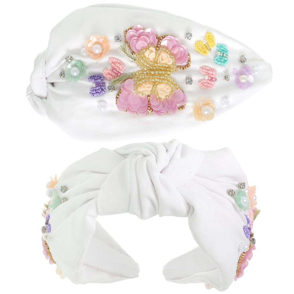 Butterfly Beaded Top Knotted Headband