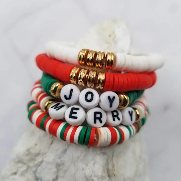 Christmas Stretch Heishi Bracelet - Set of 5