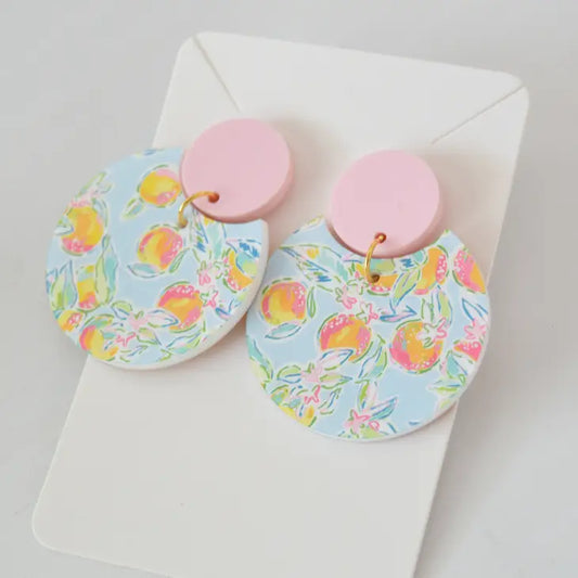 Lily-Inspired Peach Notched Circle Earrings