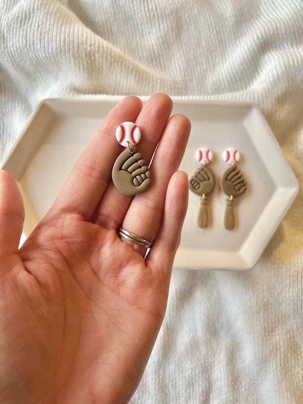 Baseball Clay Earrings