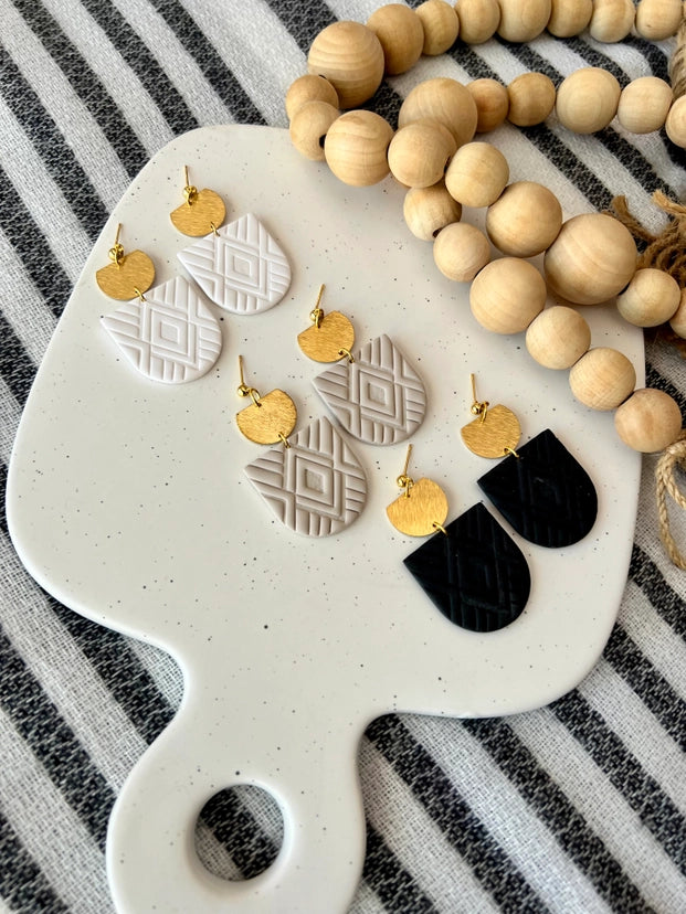 Beige Aztec Earrings
