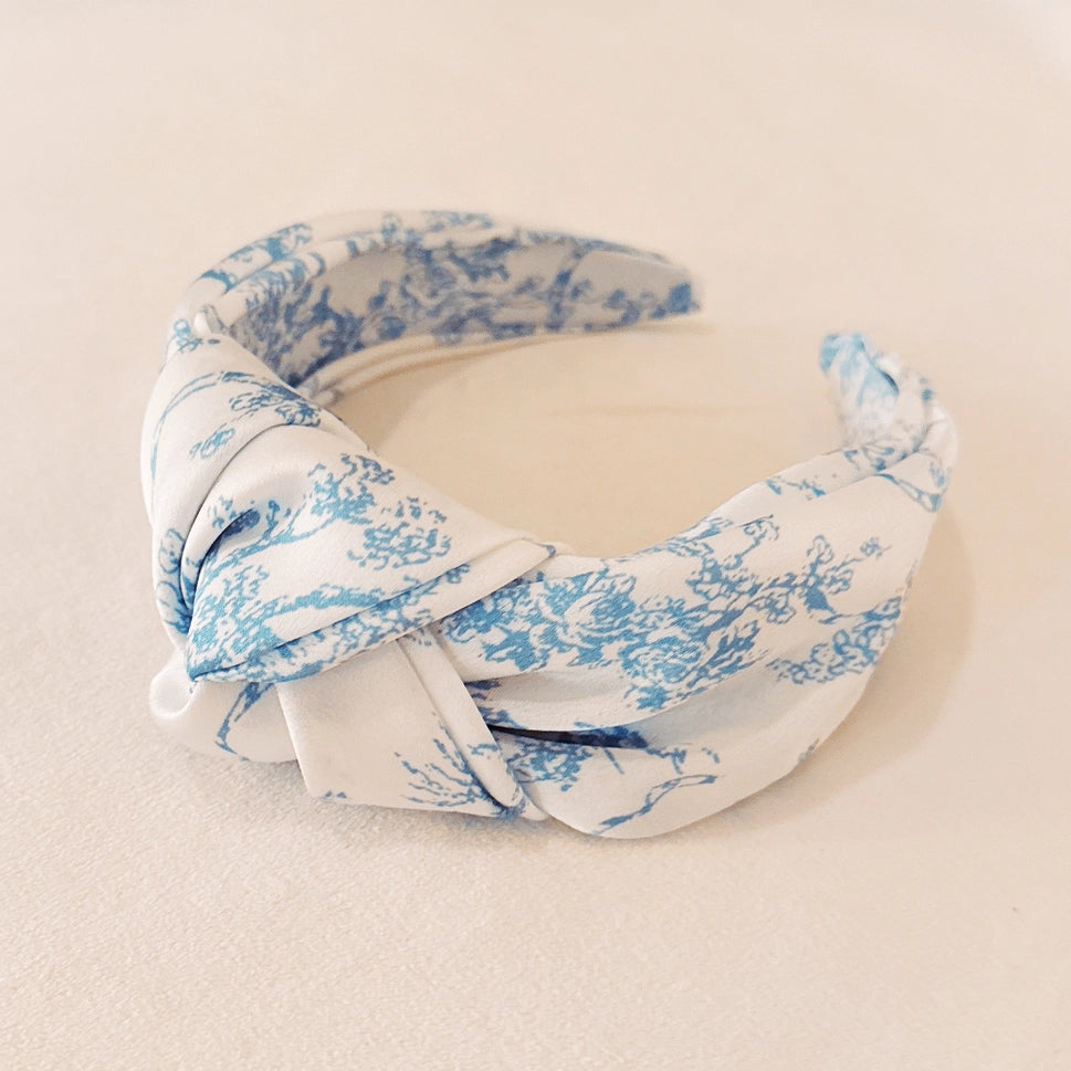 Blue & White Toile Knotted Headband