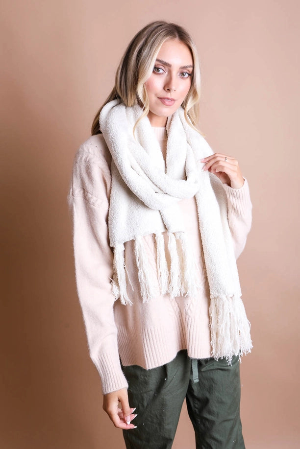 Ultra Soft Boucle Tassel Scarf