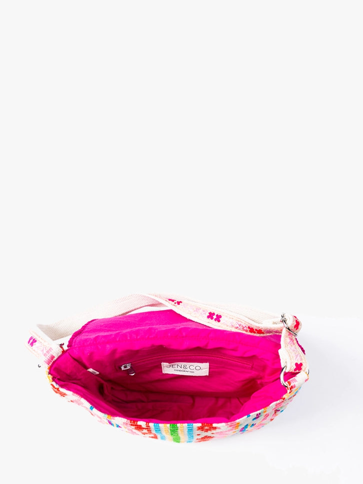 Pia Aztec Cotton Crossbody w/ Fringe