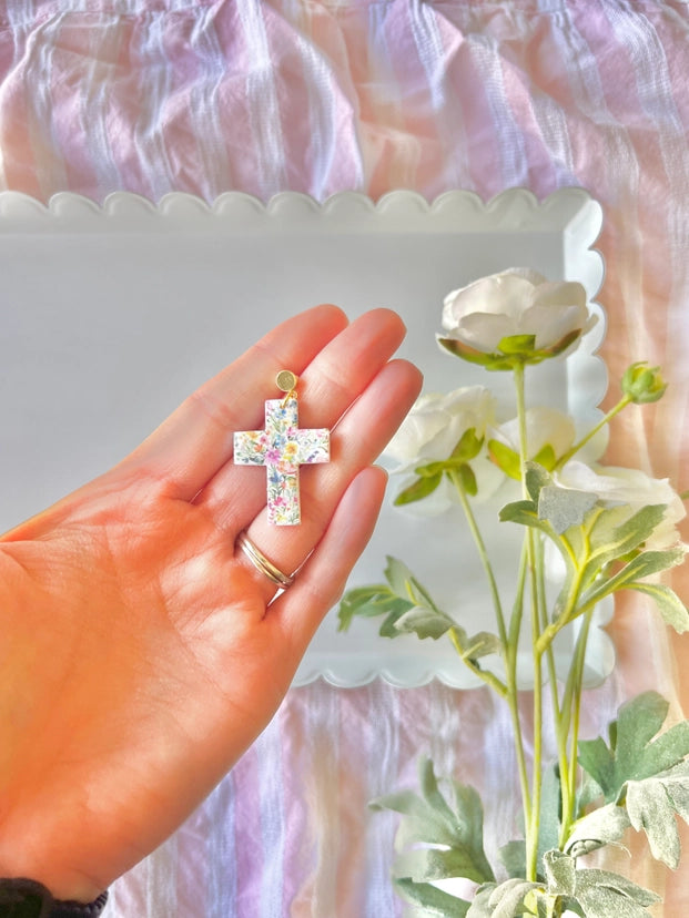 Wildflower Cross Earrings