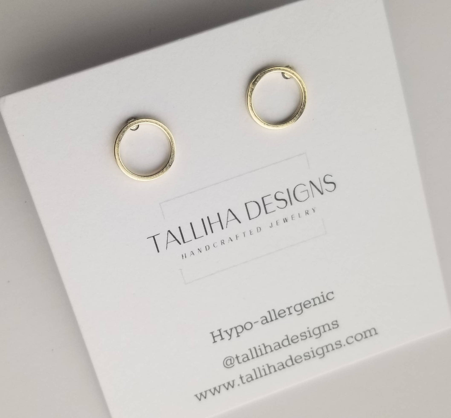 10mm Circle Plated Brass Minimalist Earring Studs: Gold Plated Brass