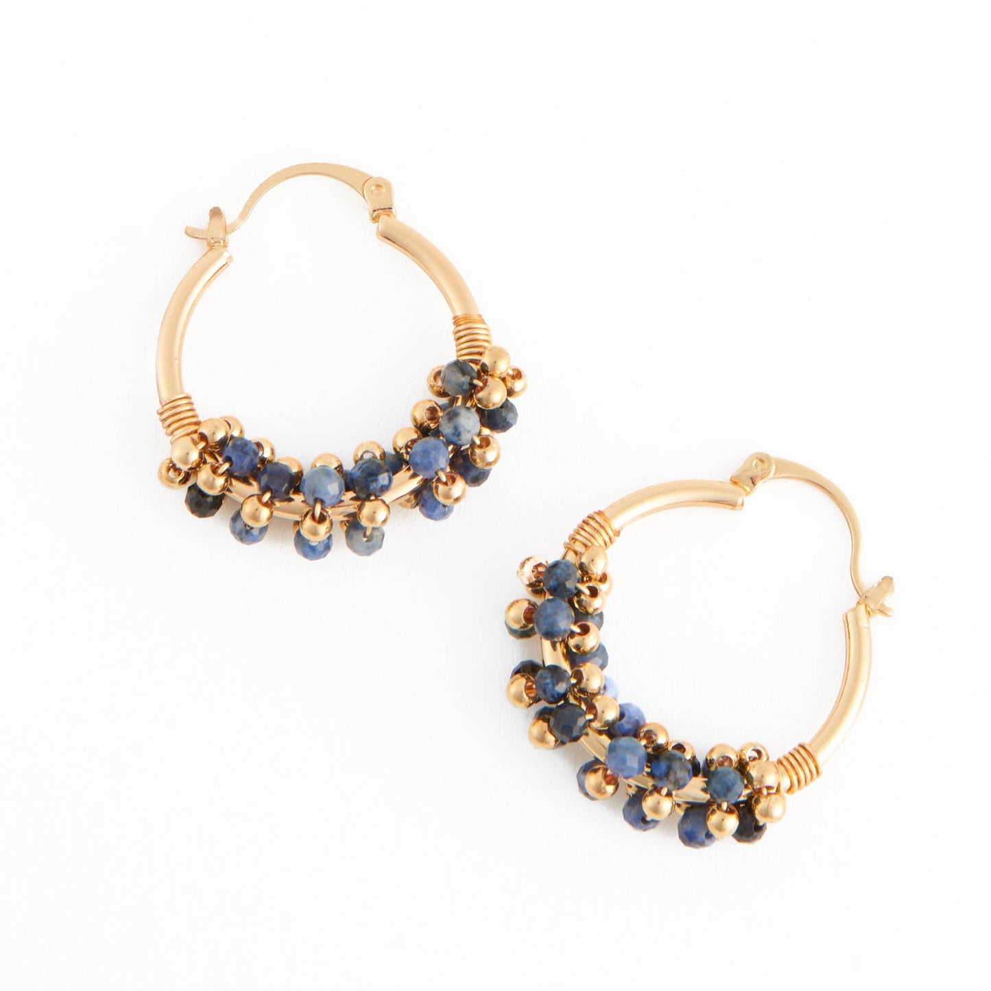 Hoop Earrings Shayne Genuine Stone Beaded Hoops: Multicolor