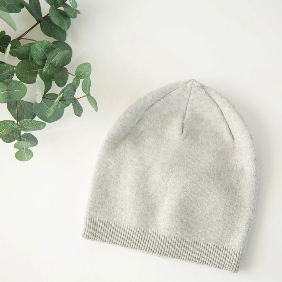 Cashmere Blend Beanie - Light Gray