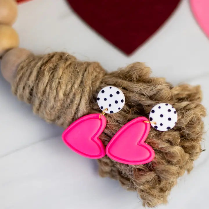 Polka Dot Top Heart Dangles