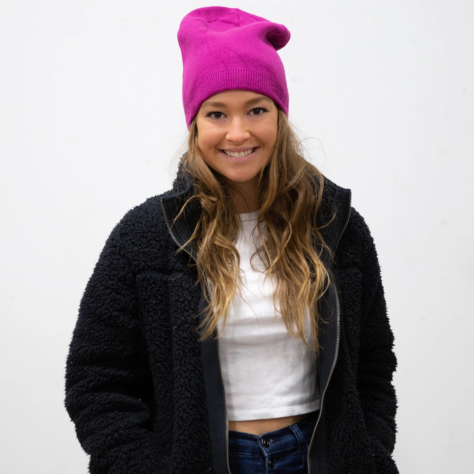 Cashmere Blend Beanie - Magenta