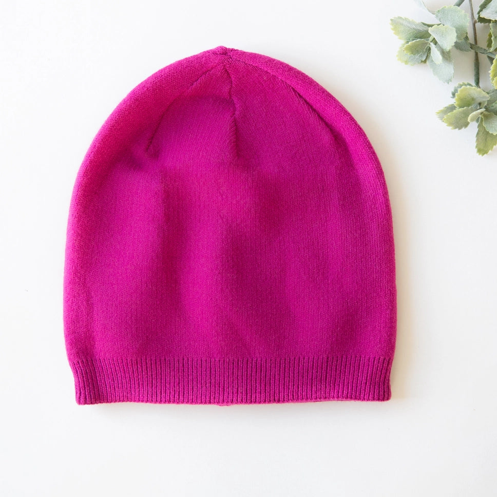 Cashmere Blend Beanie - Magenta