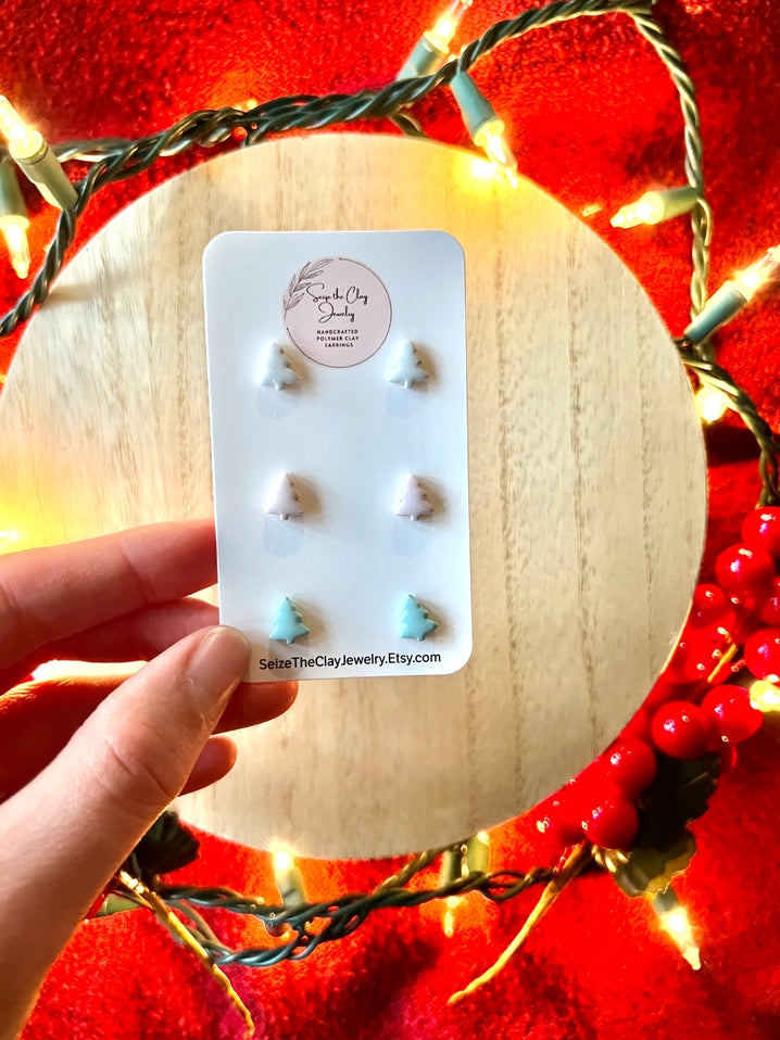 Mini Christmas Tree Studs - 3 Pack