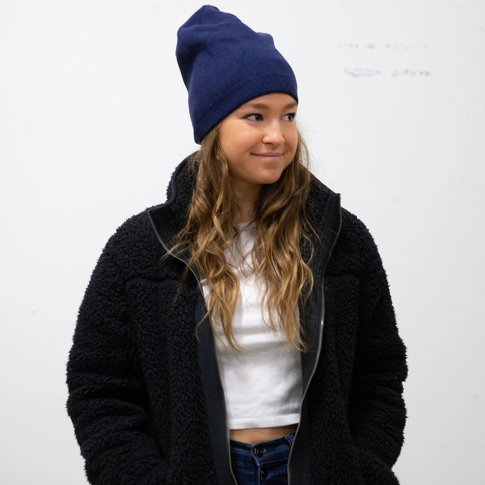 Cashmere Blend Beanie - Navy