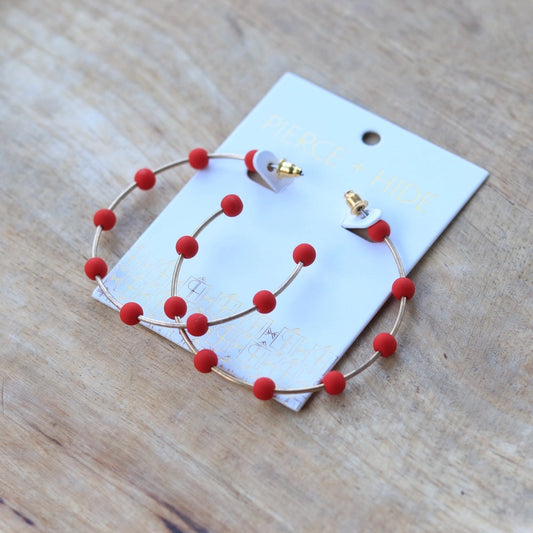 Red & Gold Bead Hoops