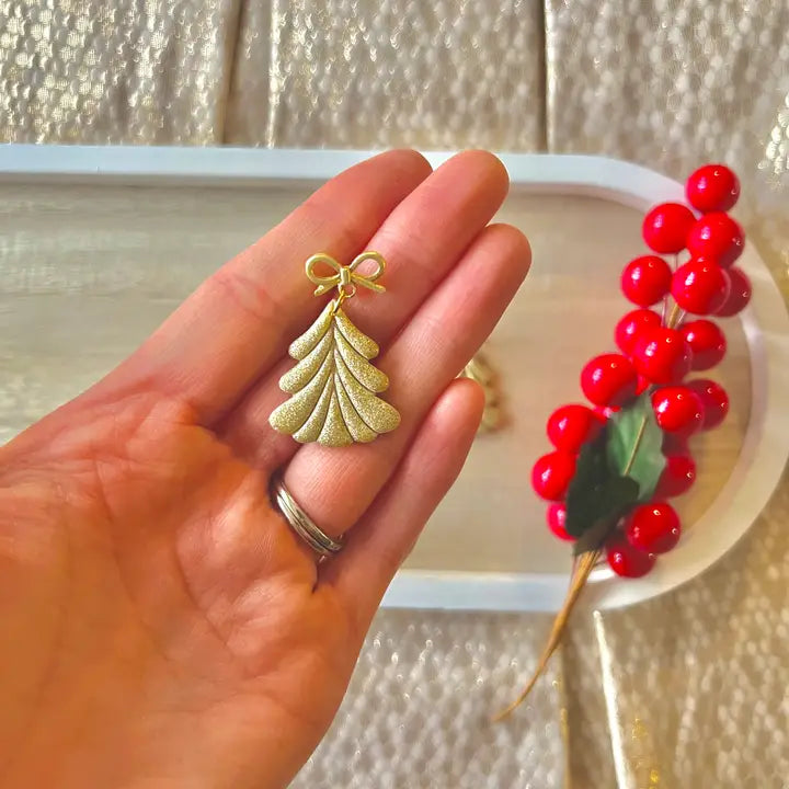 Gold Glitter Xmas Tree Bow