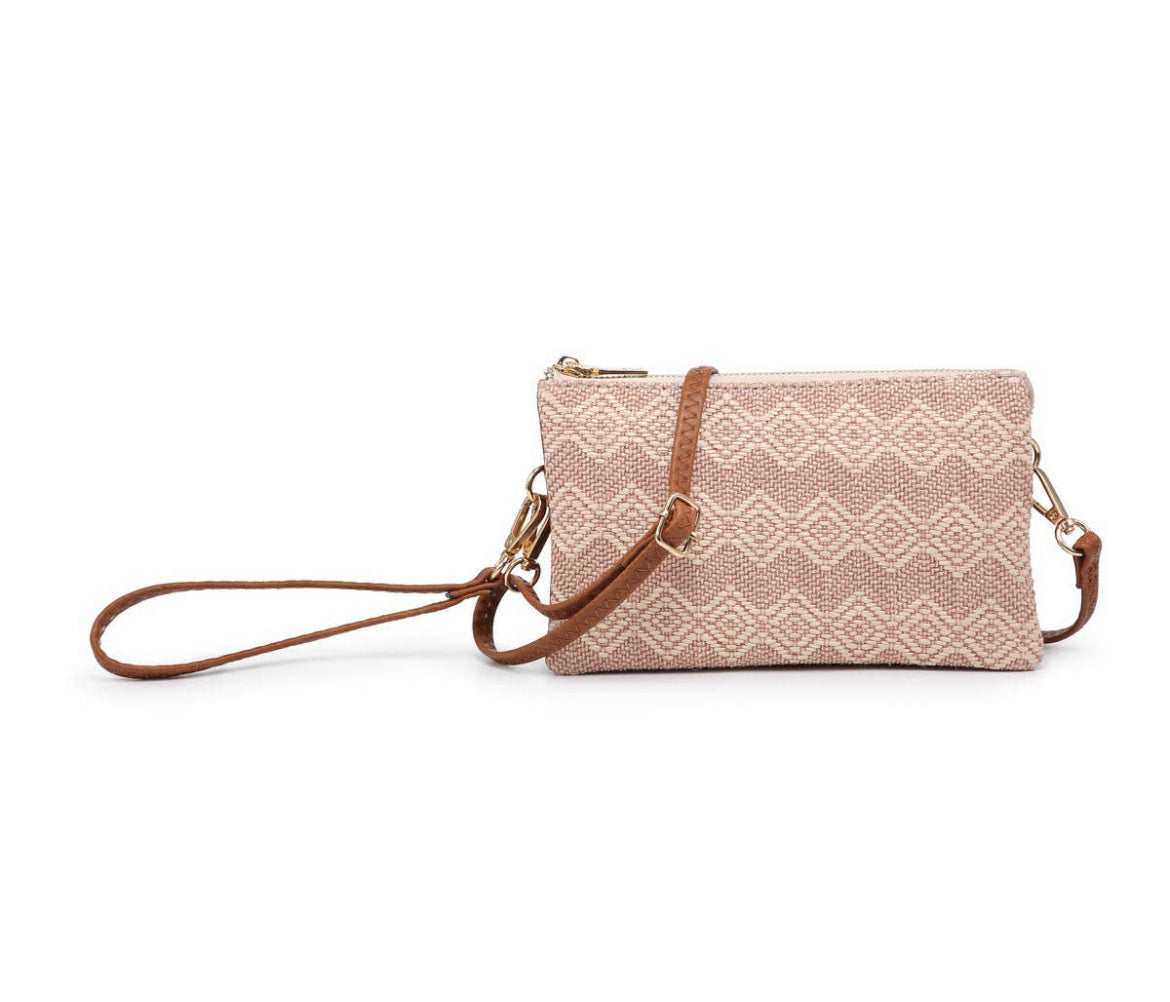 Riley Woven Diamond Pattern 3 Compartment Crossbody