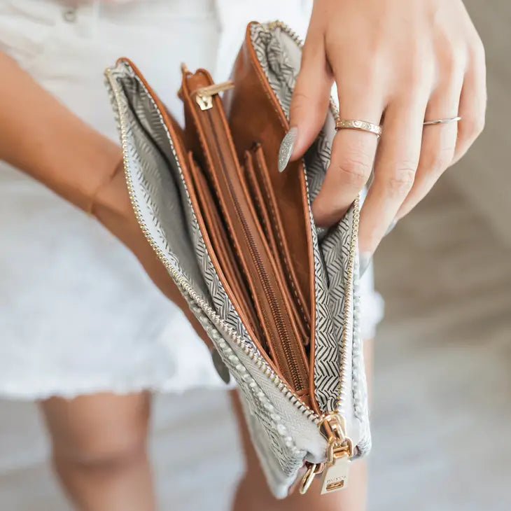 Riley Woven Diamond Pattern 3 Compartment Crossbody