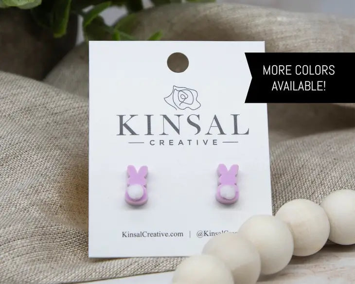 LAVENDER: Bunny Puff Butt Acrylic Stud Earrings