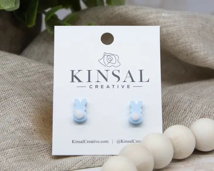 BLUE: Bunny Puff Butt Acrylic Stud Earrings