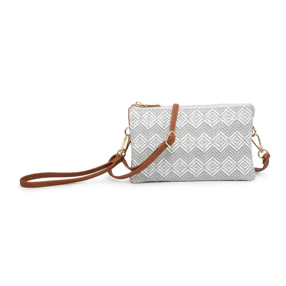 Riley Woven Diamond Pattern 3 Compartment Crossbody
