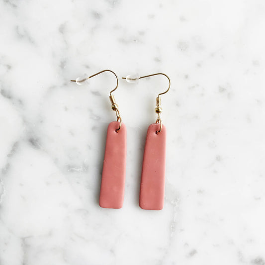 Dusty Pink Clay Dangle Earring - Bar