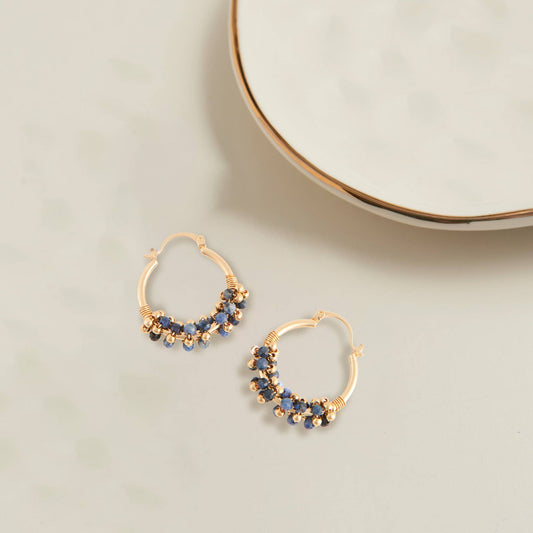 Hoop Earrings Shayne Genuine Stone Beaded Hoops: Multicolor
