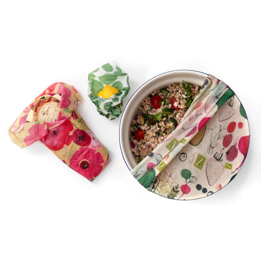 Z Wraps 3-Pack Reusable Beeswax Food Wrap in Mixed Designs