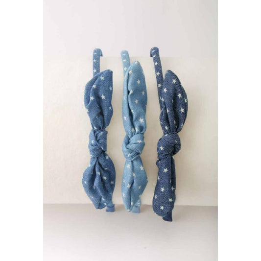 Denim Star Bow Headband (3-Pack)