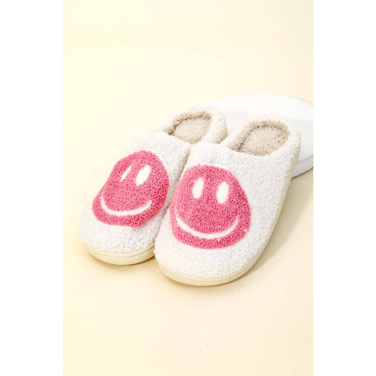 Happy Face Fuzzy Slippers: LARGE