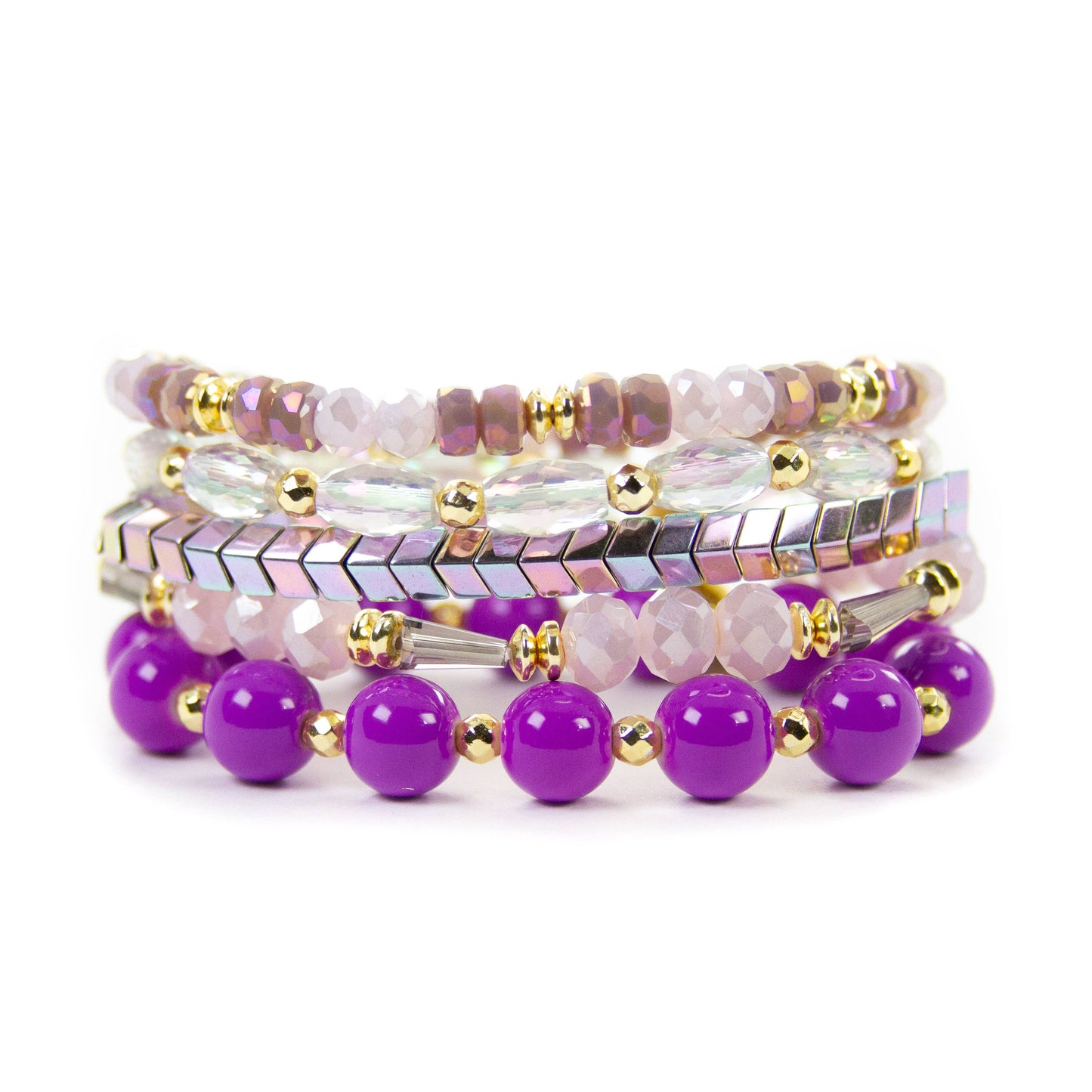 Luxe Lavender Bracelet Stack: On bracelet cards-*best for online / Fits 7" Wrist Comfortably- Standard Size