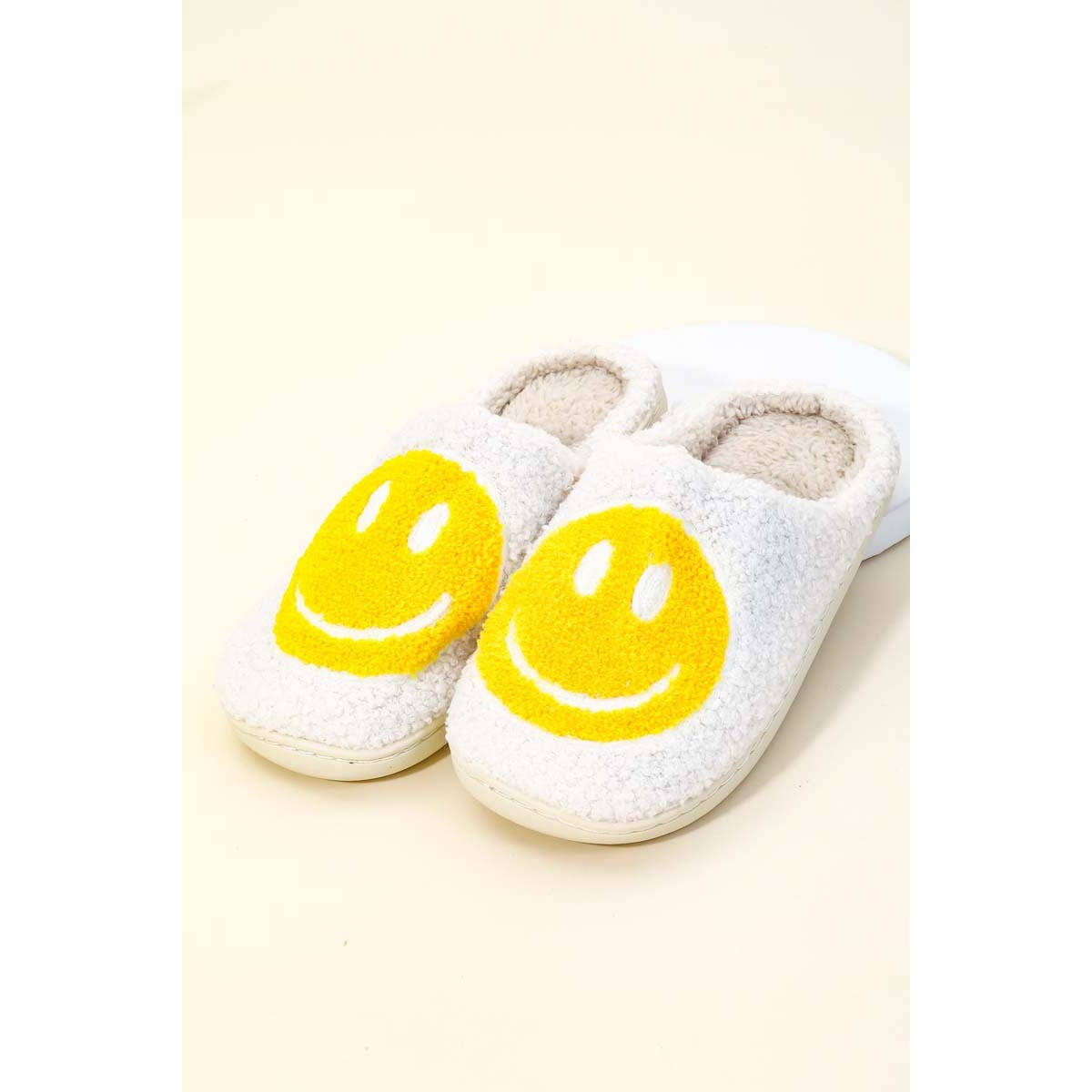 Happy Face Fuzzy Slippers: LARGE