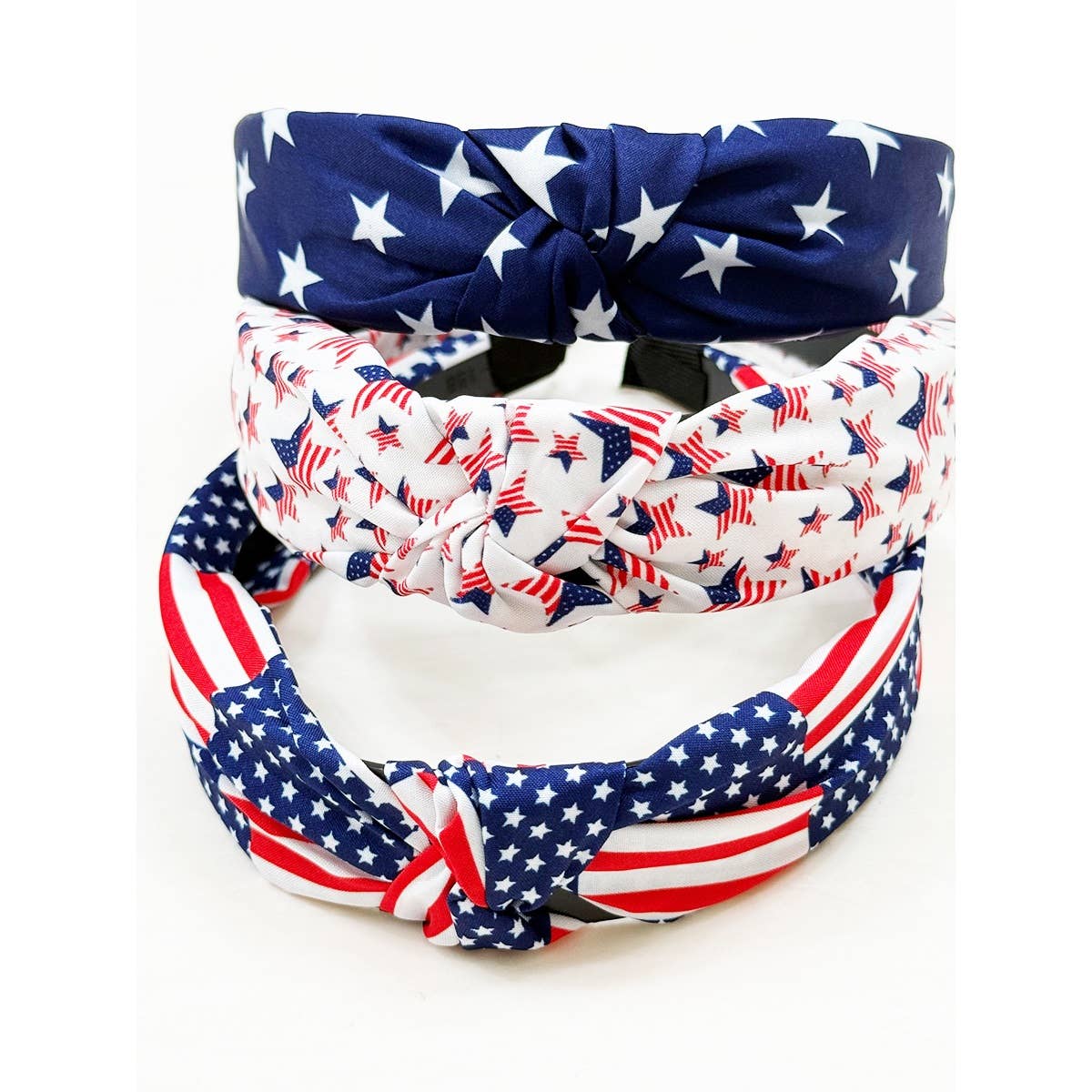 USA Flag American Patriotic Twisted  Headband: MIX COLOR / ONE(12)