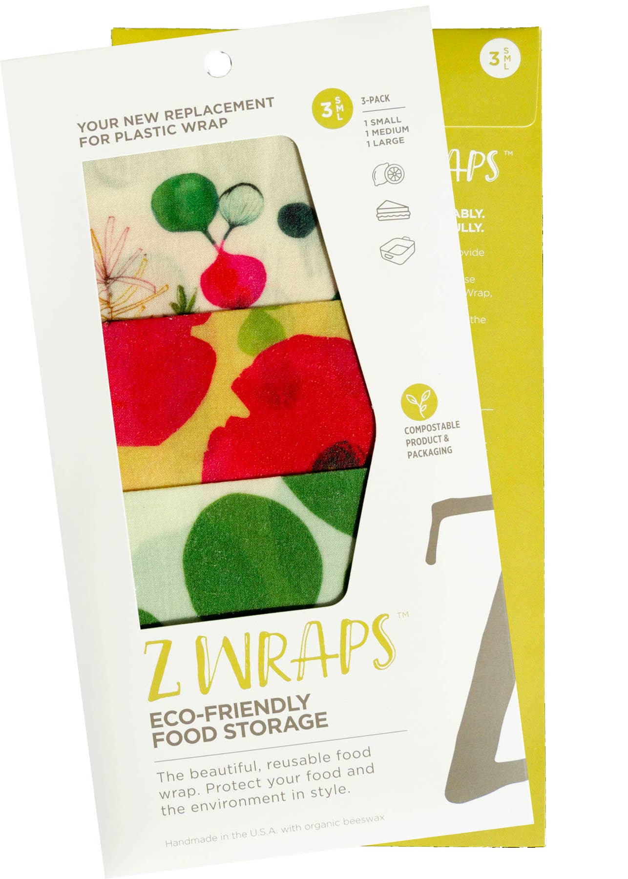 Z Wraps 3-Pack Reusable Beeswax Food Wrap in Mixed Designs
