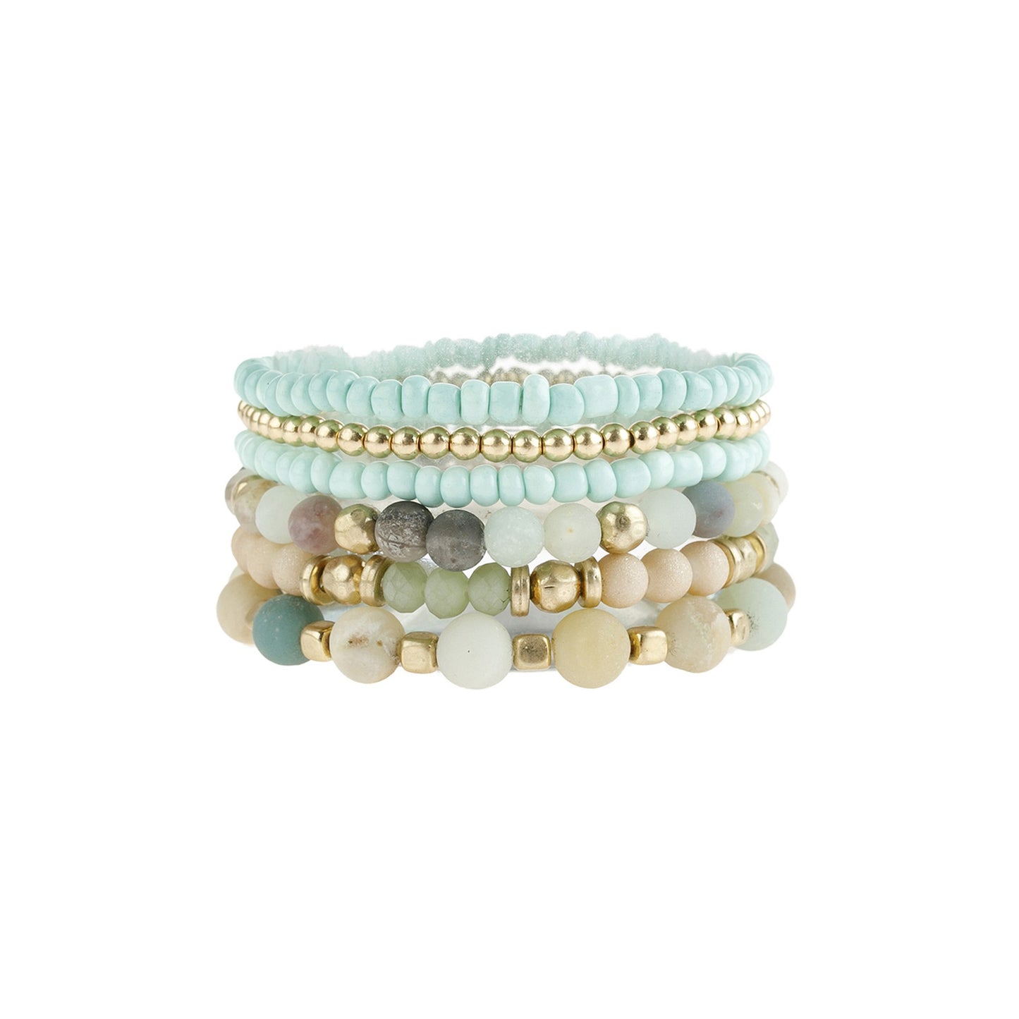 Natural Stone Mixed Beads Charm Bracelet (Full Stack) - MULTIPLE COLORS AVAILABLE