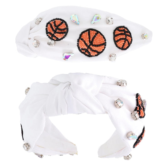 Basketball Beaded Top Knotted Headband