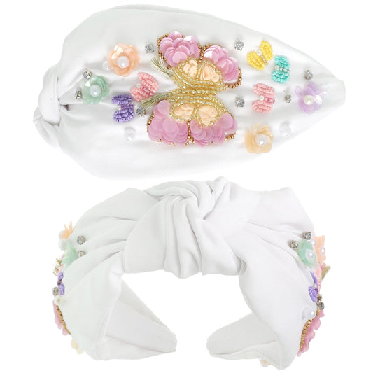 Butterfly Beaded Top Knotted Headband