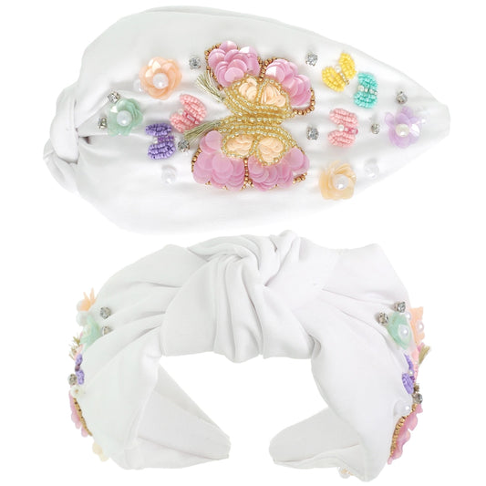 Butterfly Beaded Top Knotted Headband