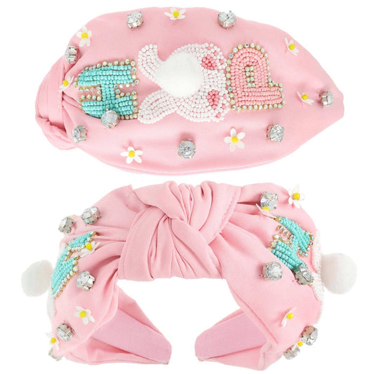 Bunny HOP Beaded Top Knotted Headband