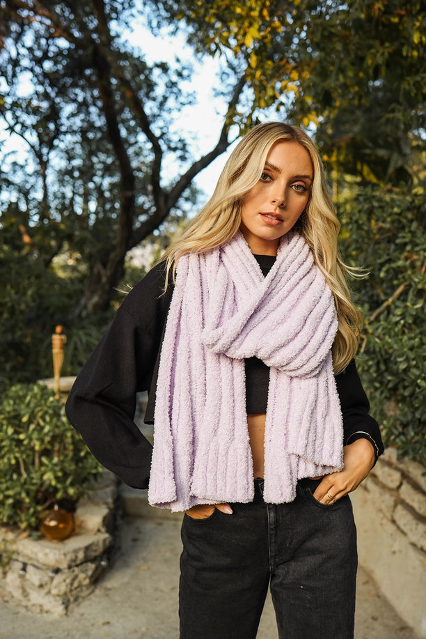 Ultra Soft Boucle Vertical Knit Scarf
