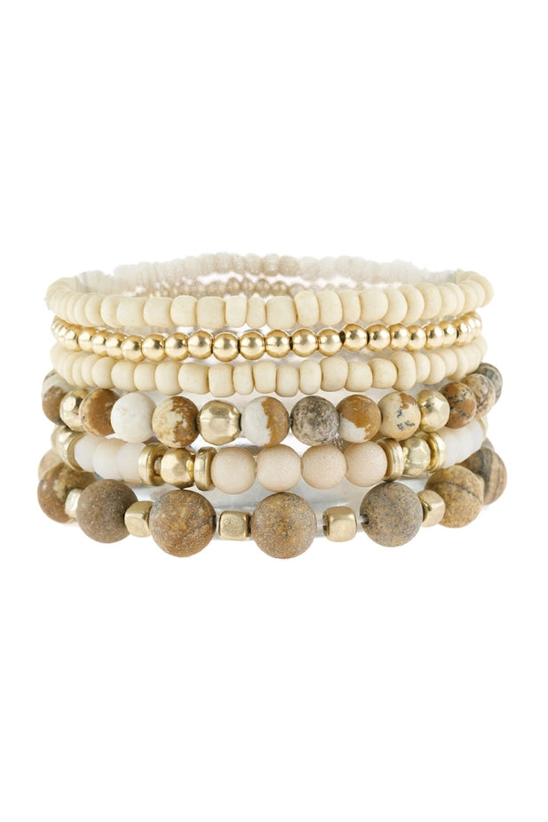 Natural Stone Mixed Beads Charm Bracelet (Full Stack) - MULTIPLE COLORS AVAILABLE
