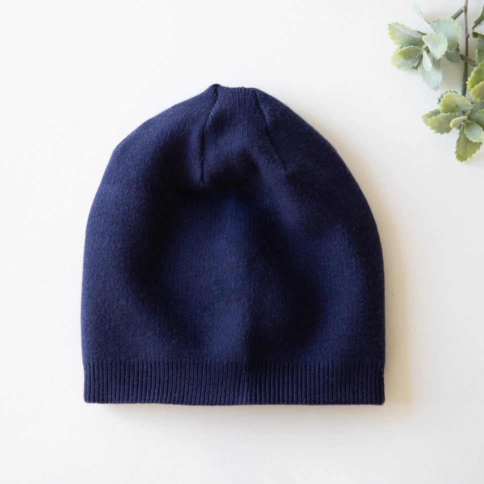 Cashmere Blend Beanie - Navy