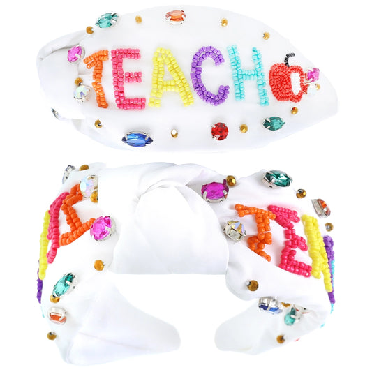 Teacher Beaded Top Knotted Headband