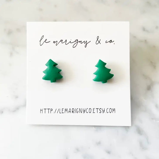 Christmas Tree Clay Stud Earring