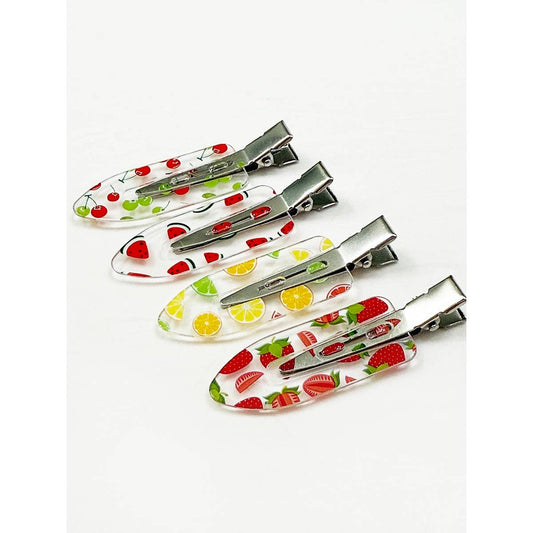 Fruit Print Styling Duck Bill Clips 4-Pack