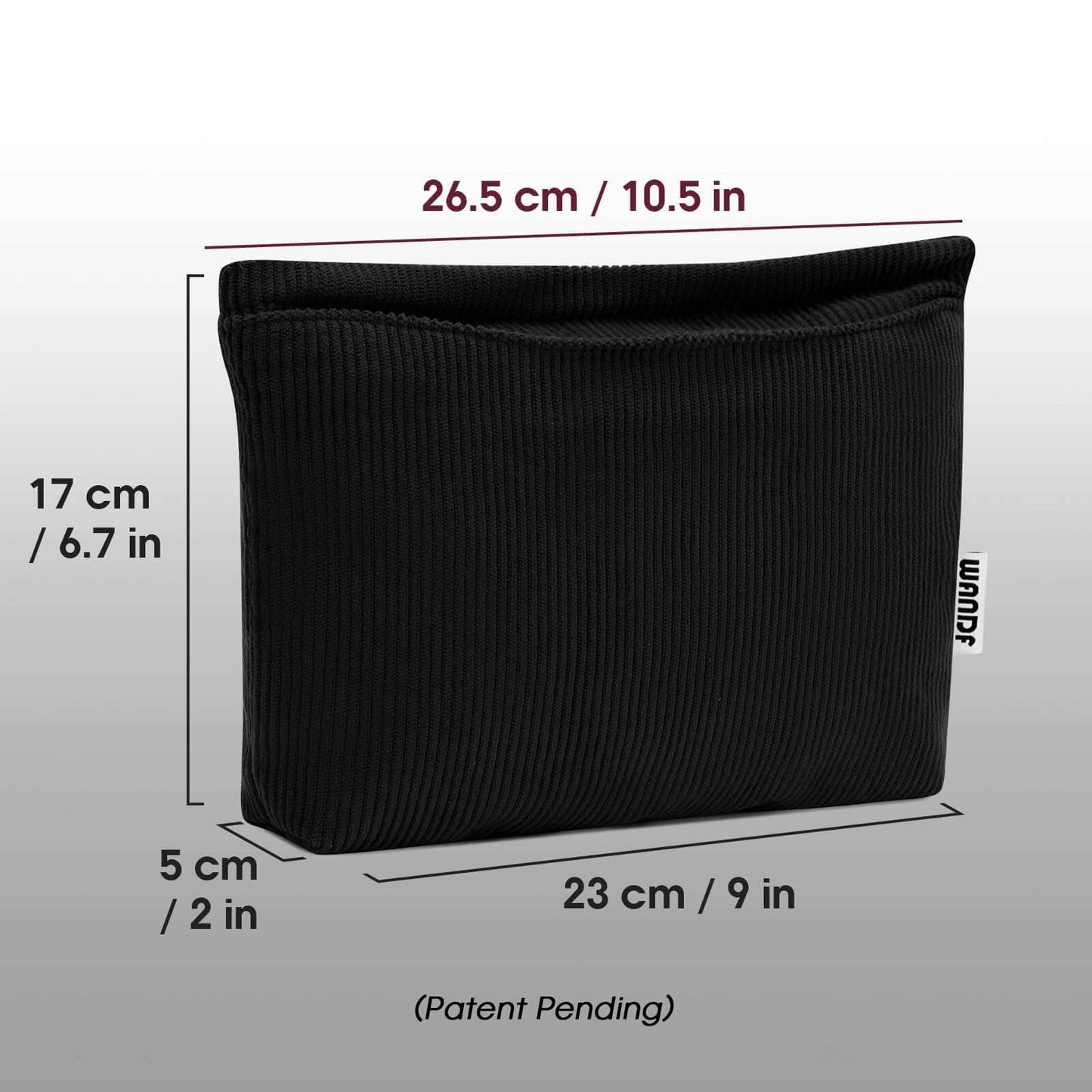 Corduroy Makeup Bag Zipper Pouch Small Objects Storage Bag: Black