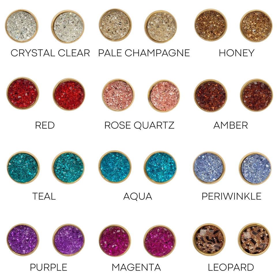 Geode Druzy Studs 18K Gold-Plated (more colors!)