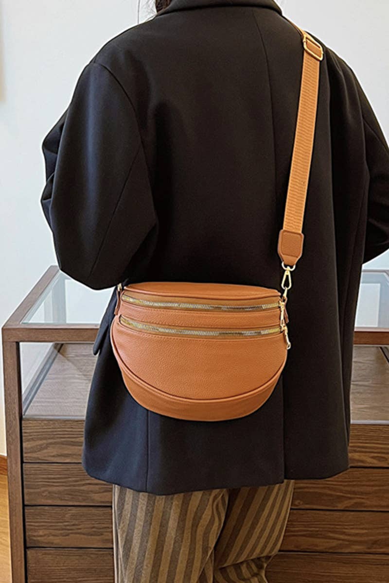 Vegan Leather Multi Pocket Crossbody Chest Bum Bag: OFF WHITE
