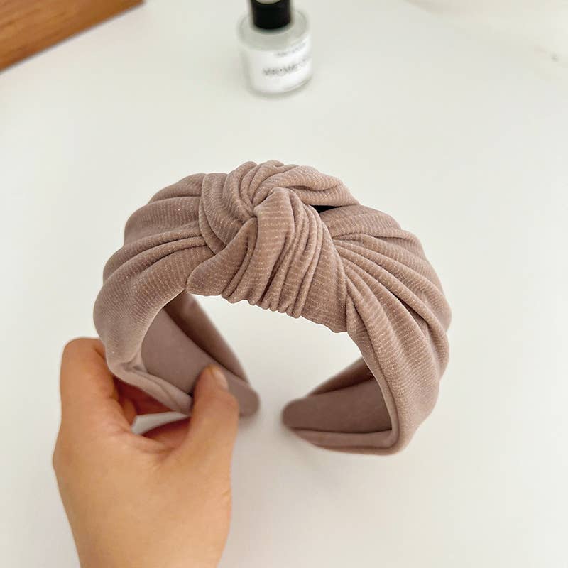 Corduroy Metallic Detail Wide Knot Headband: Assorted