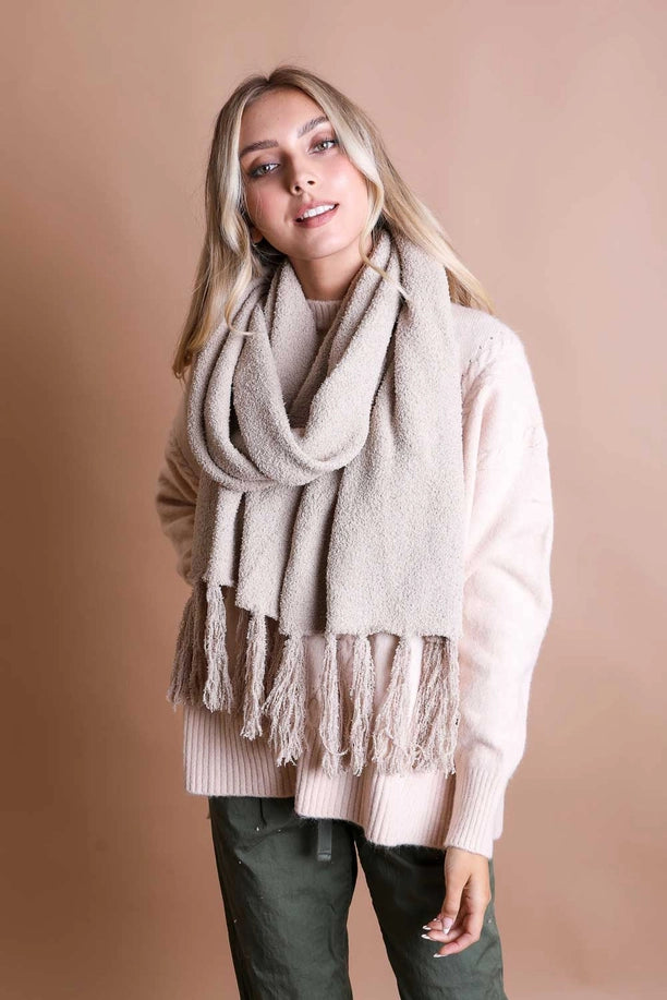 Ultra Soft Boucle Tassel Scarf